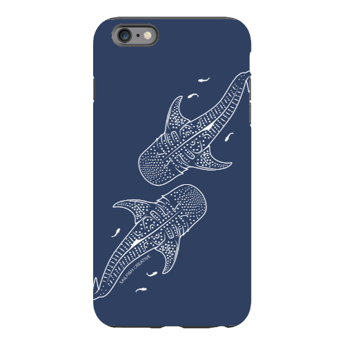 iPhone Tough Phone Case - Whale Sharks Outline Navy - Sailfish Creative