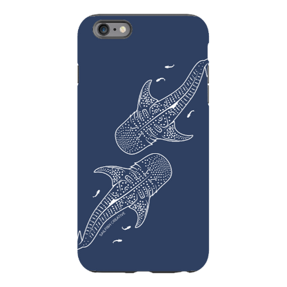 iPhone Tough Phone Case - Whale Sharks Outline Navy - Sailfish Creative