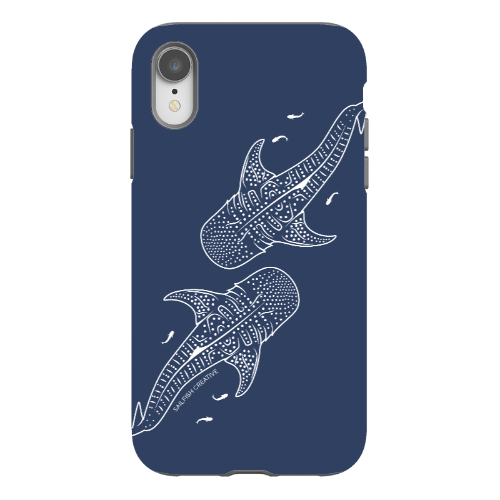 iPhone Tough Phone Case - Whale Sharks Outline Navy - Sailfish Creative
