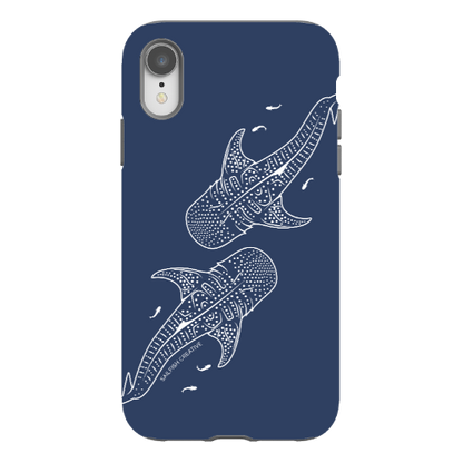 iPhone Tough Phone Case - Whale Sharks Outline Navy - Sailfish Creative