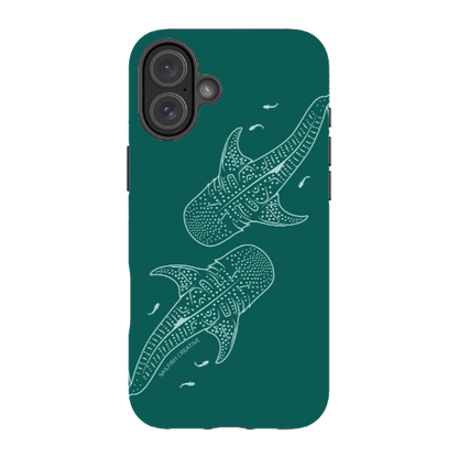iPhone Tough Case - Whale Sharks Outline Emerald
