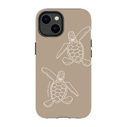 iPhone Tough Phone Case - Turtle Hatchlings Outline Natural - Sailfish Creative