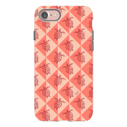 iPhone Tough Phone Case - Turtle Diamonds Coral