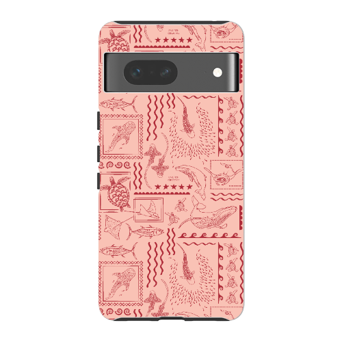Google Pixel Tough Phone Case - Busy Print Coral