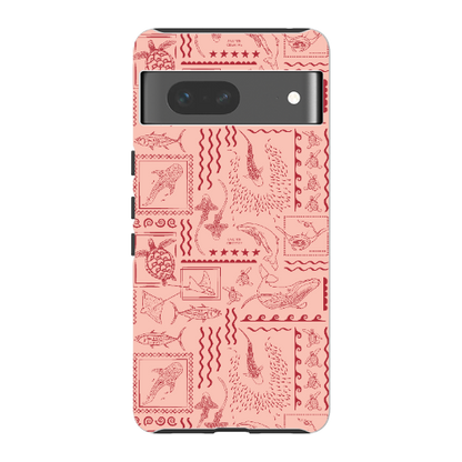 Google Pixel Tough Phone Case - Busy Print Coral