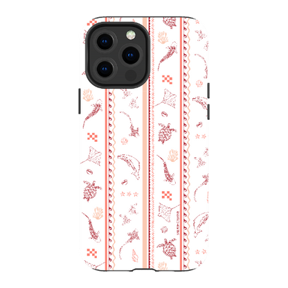 iPhone MagSafe Tough Phone Case - Candy Stripes Coral