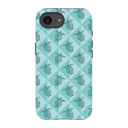 iPhone Tough Phone Case - Turtle Diamonds Teal