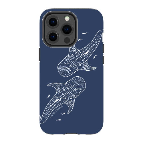 iPhone Tough Phone Case - Whale Sharks Outline Navy - Sailfish Creative