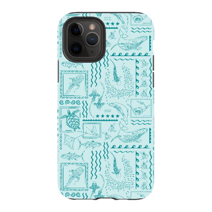 iPhone Tough Phone Case - Busy Print Teal