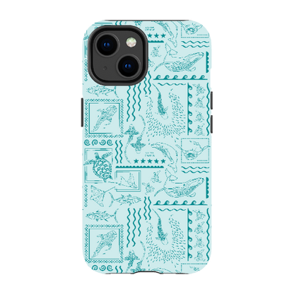iPhone Tough Phone Case - Busy Print Teal