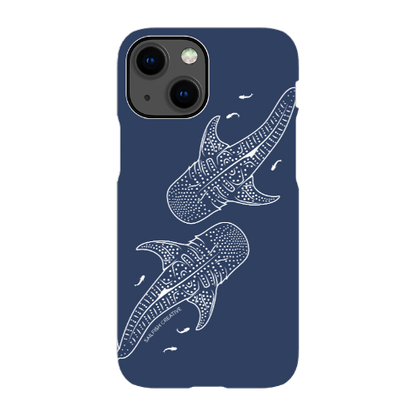 iPhone Snap Phone Case - Whale Sharks Outline Navy - Sailfish Creative