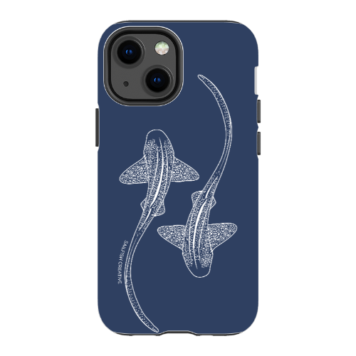 iPhone Tough Phone Case - Leopard Sharks Outline Navy - Sailfish Creative