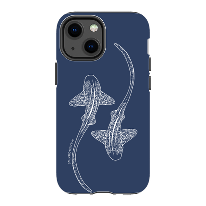 iPhone Tough Phone Case - Leopard Sharks Outline Navy - Sailfish Creative
