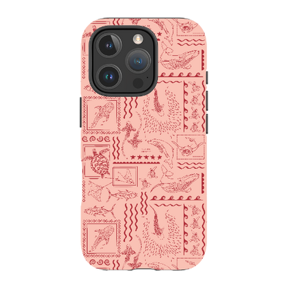 iPhone Tough Phone Case - Busy Print Coral