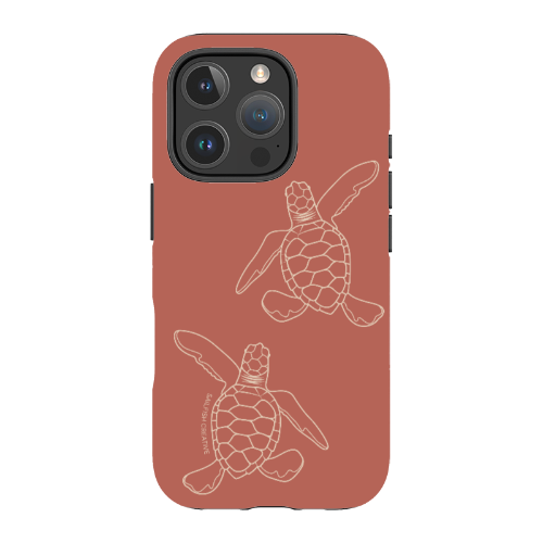 iPhone Tough Case - Turtle Hatchlings Outline Rusty Coral