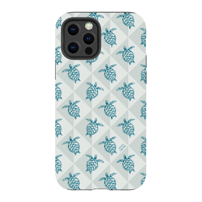 iPhone Tough Phone Case - Turtle Diamonds Coastal Storm