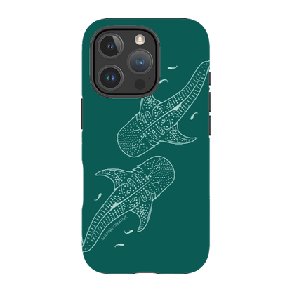 iPhone Tough Case - Whale Sharks Outline Emerald