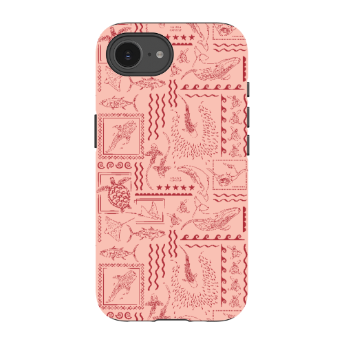 iPhone Tough Phone Case - Busy Print Coral