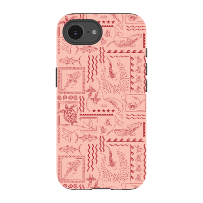 iPhone Tough Phone Case - Busy Print Coral
