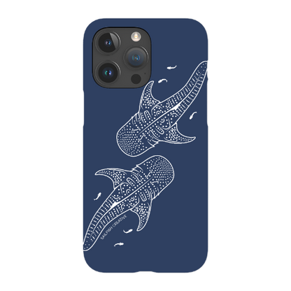 iPhone Snap Phone Case - Whale Sharks Outline Navy - Sailfish Creative