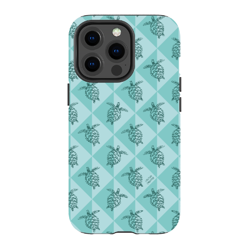 iPhone MagSafe Tough Phone Case - Turtle Diamonds Teal