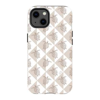 iPhone Tough Phone Case - Turtle Diamonds Neutral