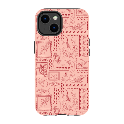 iPhone Tough Phone Case - Busy Print Coral
