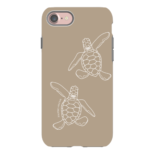 iPhone Tough Phone Case - Turtle Hatchlings Outline Natural