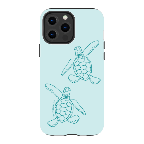 iPhone Tough Phone Case - Turtle Hatchlings Outline Teal - Sailfish Creative