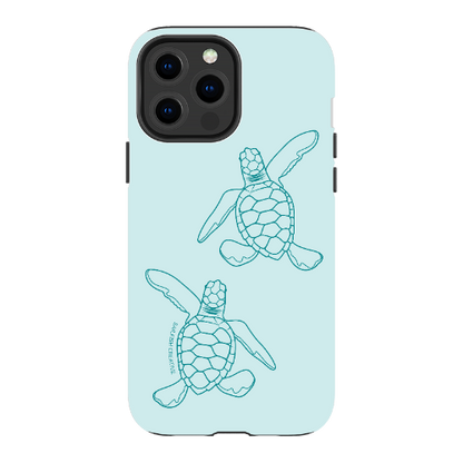 iPhone Tough Phone Case - Turtle Hatchlings Outline Teal - Sailfish Creative