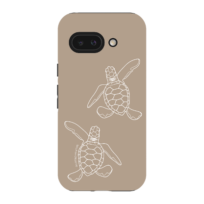Google Pixel Tough Phone Case - Turtle Hatchlings Outline Natural
