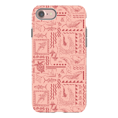 iPhone Tough Phone Case - Busy Print Coral