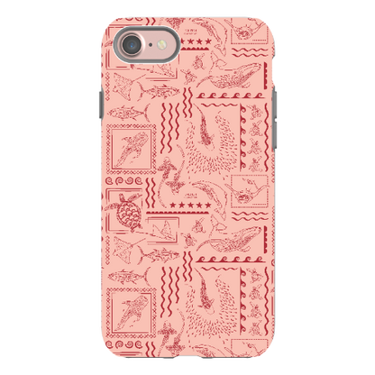 iPhone Tough Phone Case - Busy Print Coral