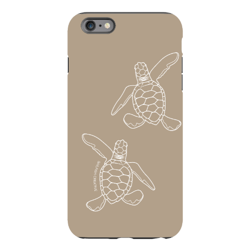 iPhone Tough Phone Case - Turtle Hatchlings Outline Natural