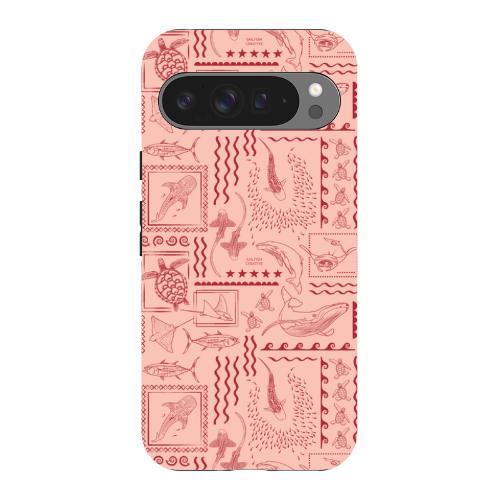 Google Pixel Tough Phone Case - Busy Print Coral