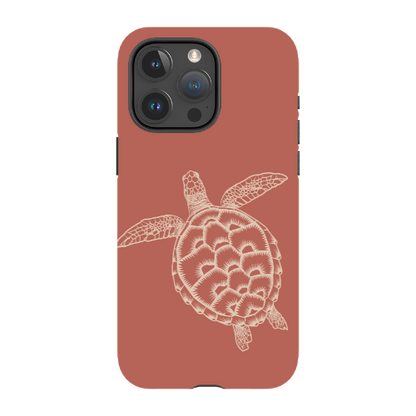 iPhone Tough Case - Turtle Outline Rusty Coral
