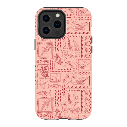 iPhone Tough Phone Case - Busy Print Coral
