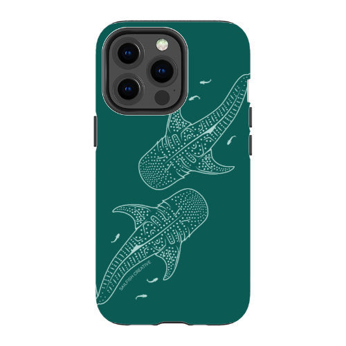 iPhone Tough Case - Whale Sharks Outline Emerald