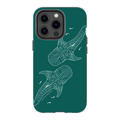 iPhone Tough Case - Whale Sharks Outline Emerald