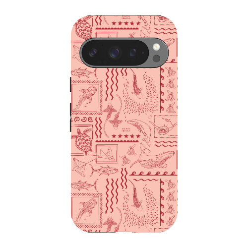 Google Pixel Tough Phone Case - Busy Print Coral