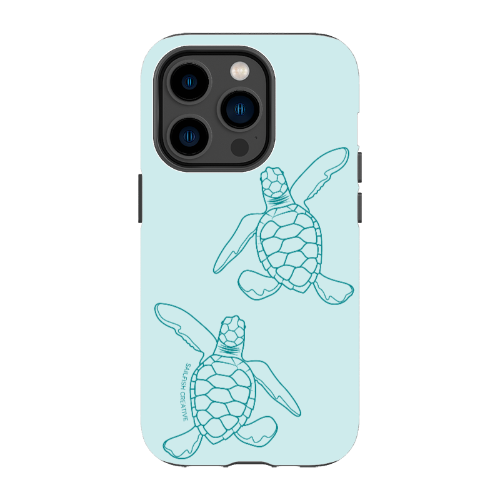iPhone Tough Phone Case - Turtle Hatchlings Outline Teal - Sailfish Creative