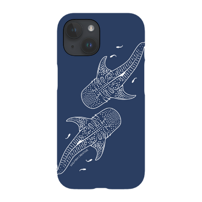 iPhone Snap Phone Case - Whale Sharks Outline Navy - Sailfish Creative