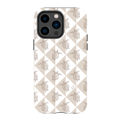 iPhone Tough Phone Case - Turtle Diamonds Neutral