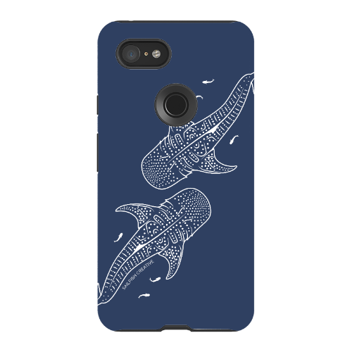 Google Pixel Tough Phone Case - Whale Sharks Outline Navy - Sailfish Creative