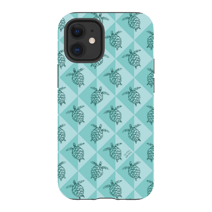 iPhone Tough Phone Case - Turtle Diamonds Teal