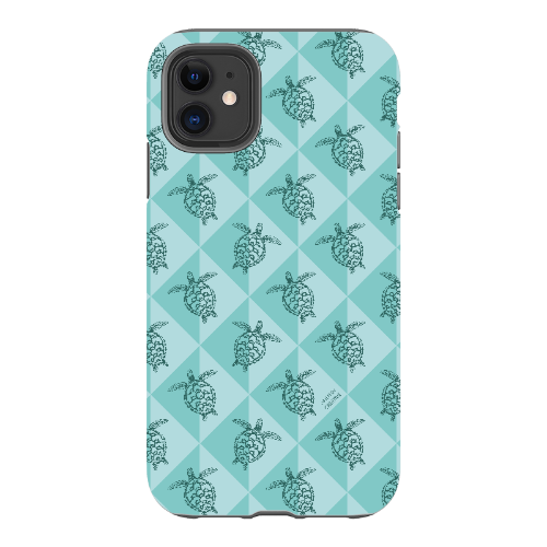 iPhone Tough Phone Case - Turtle Diamonds Teal