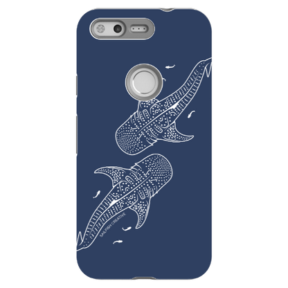 Google Pixel Tough Phone Case - Whale Sharks Outline Navy - Sailfish Creative