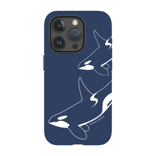 iPhone Tough Phone Case - Orca Outline Navy