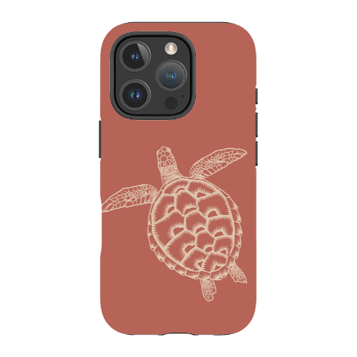 iPhone Tough Case - Turtle Outline Rusty Coral