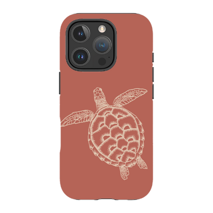 iPhone Tough Case - Turtle Outline Rusty Coral
